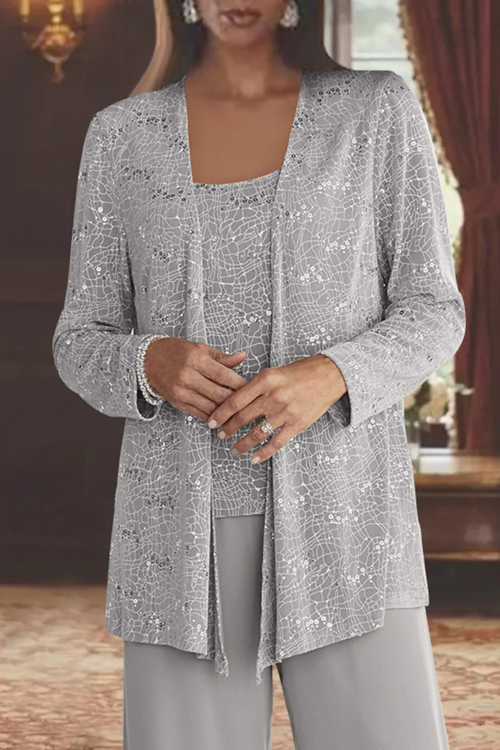 Three-Piece Wide-Leg Trouser Set for Women