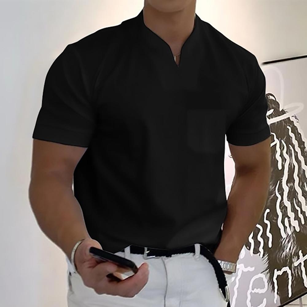 Split V-Neck Short Sleeve T-Shirt for Men