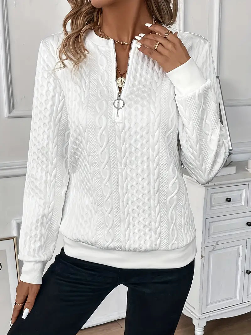 Zip-Front Knit Sweater for Women