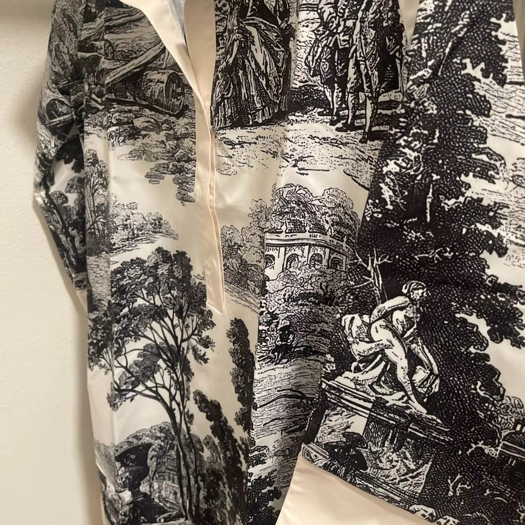 Toile Print Mini Tunic Dress for Women