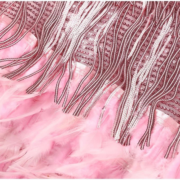 Feather Trim Mini Dress for Women