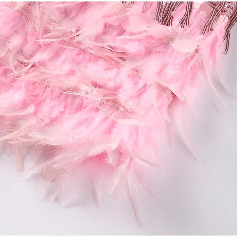Feather Trim Mini Dress for Women