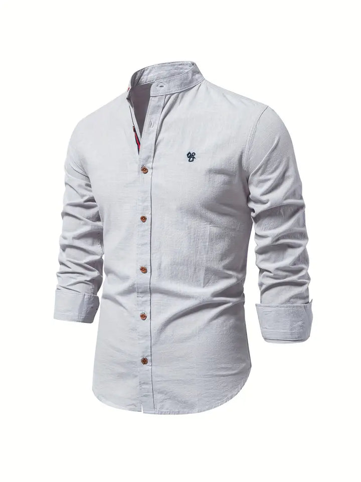 Slim Fit Mandarin Collar Shirt for Men
