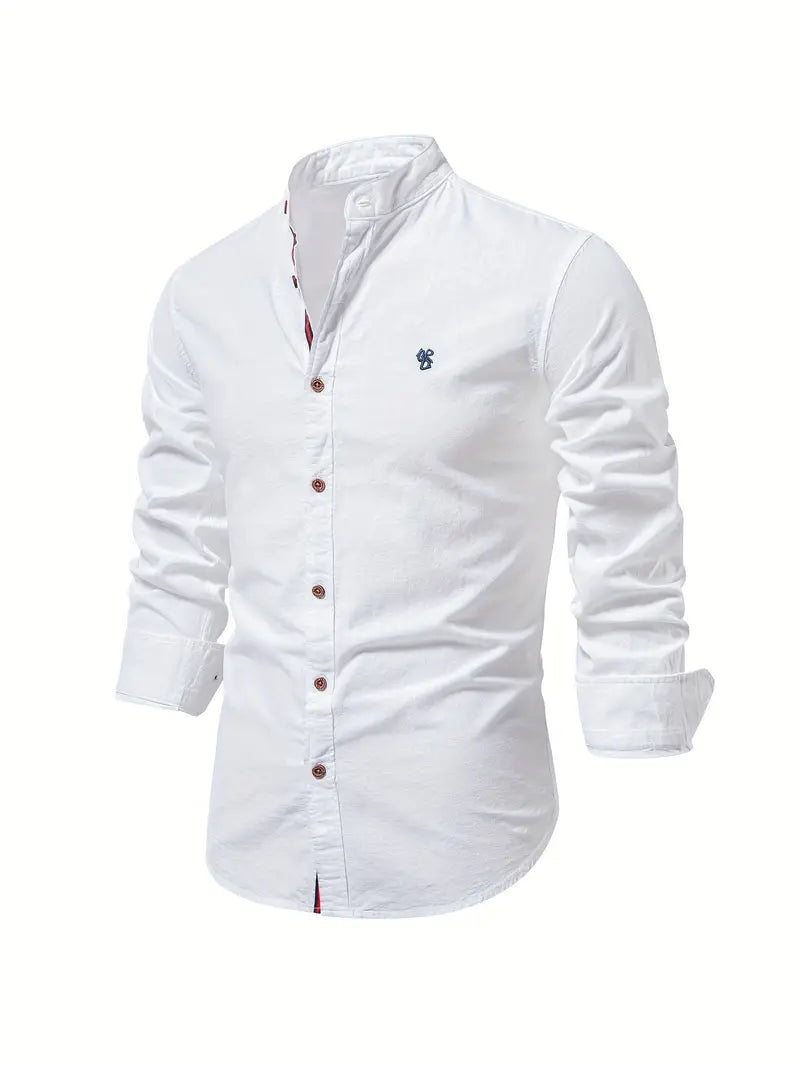 Slim Fit Mandarin Collar Shirt for Men