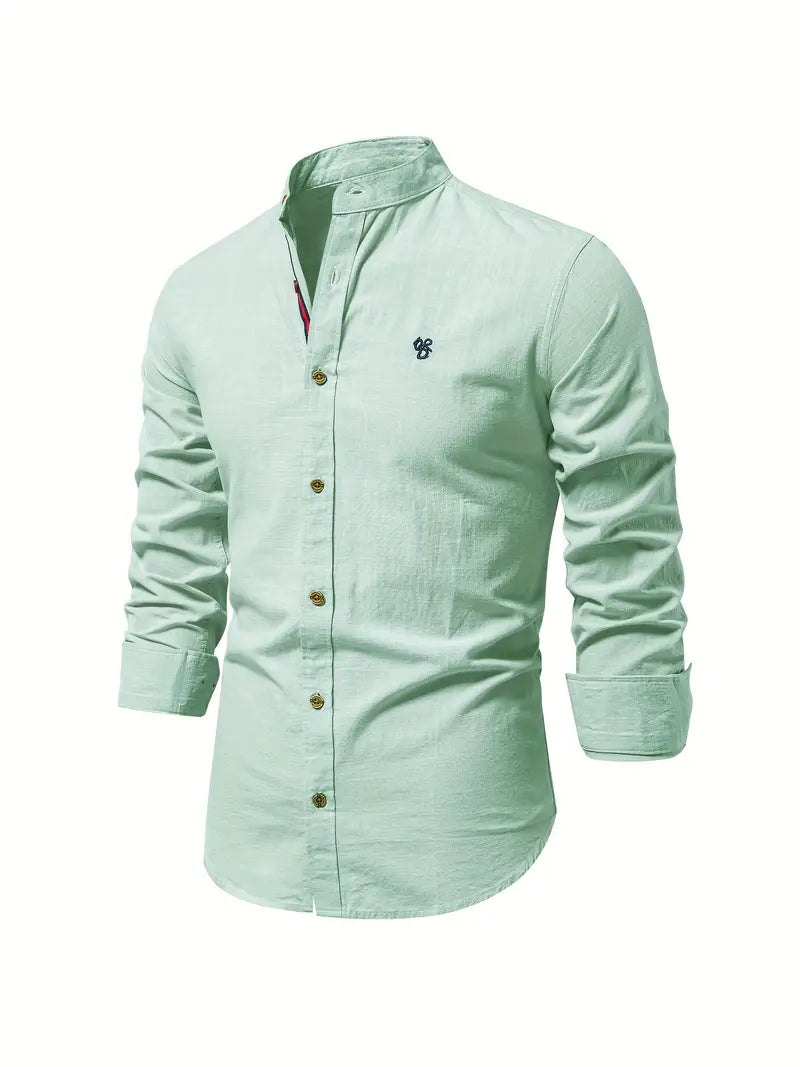 Slim Fit Mandarin Collar Shirt for Men