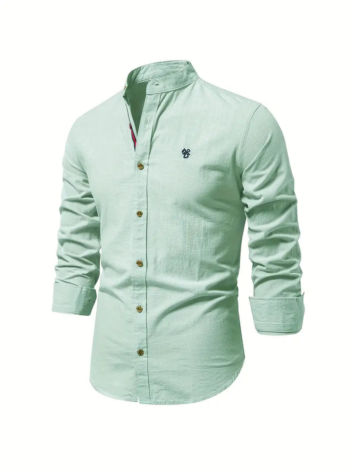 Slim Fit Mandarin Collar Shirt for Men
