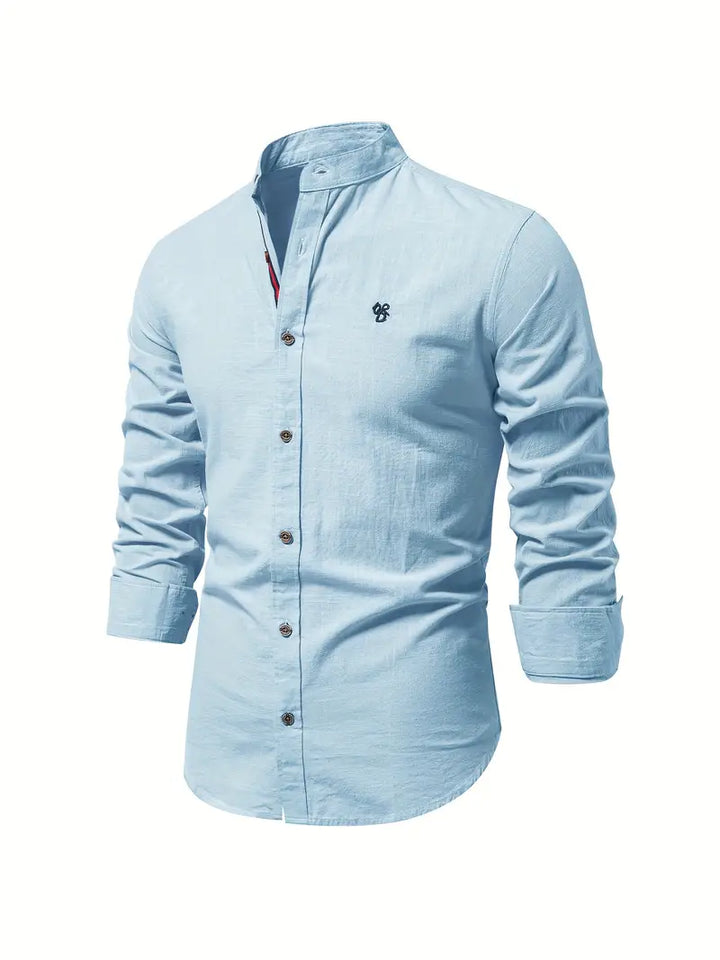 Slim Fit Mandarin Collar Shirt for Men