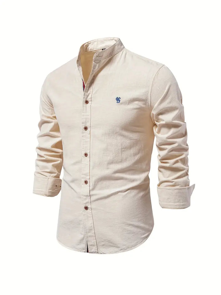 Slim Fit Mandarin Collar Shirt for Men