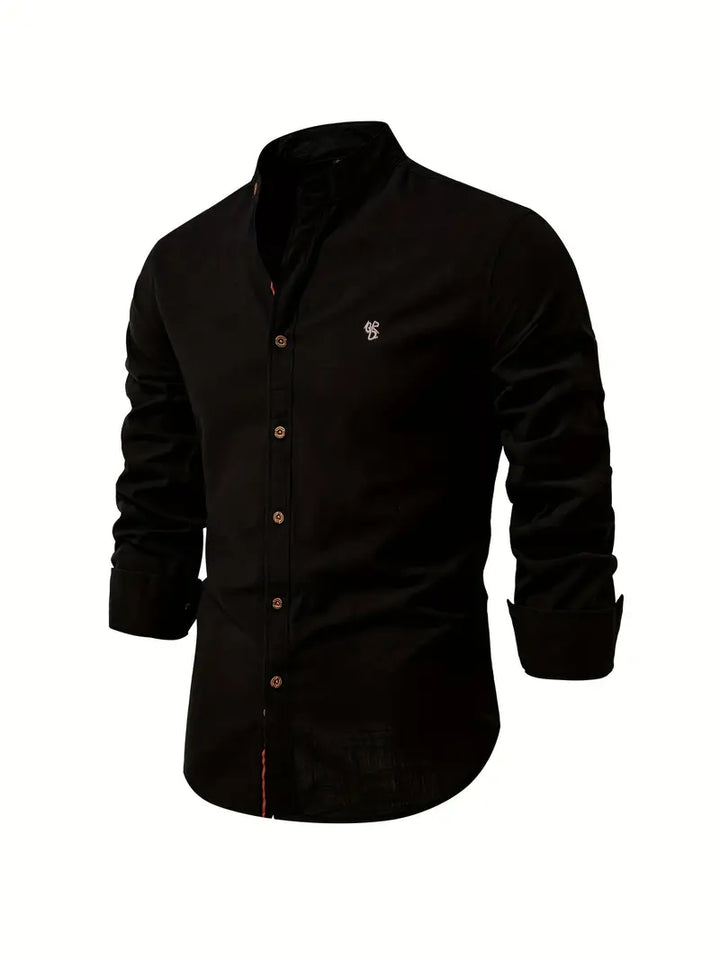Slim Fit Mandarin Collar Shirt for Men
