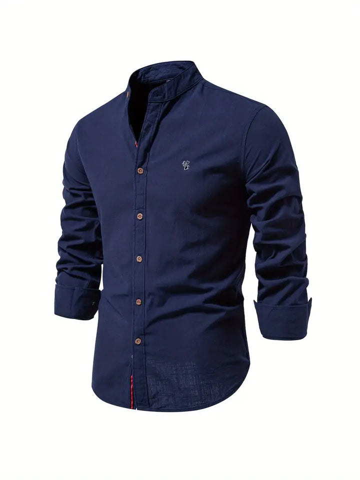 Slim Fit Mandarin Collar Shirt for Men