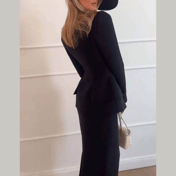Double Breasted Blazer and Skirt Set for Women