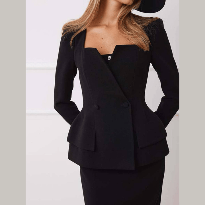 Double Breasted Blazer and Skirt Set for Women