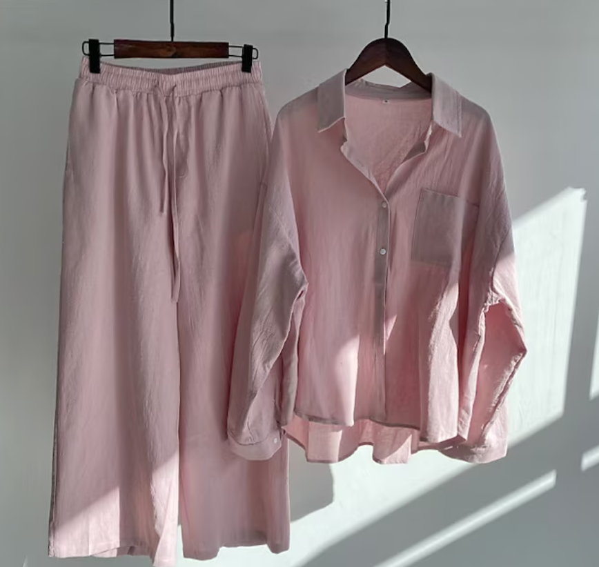 Relaxed Shirt and Wide Trouser Set for Women