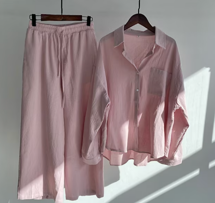 Relaxed Shirt and Wide Trouser Set for Women