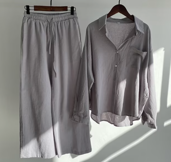 Relaxed Shirt and Wide Trouser Set for Women