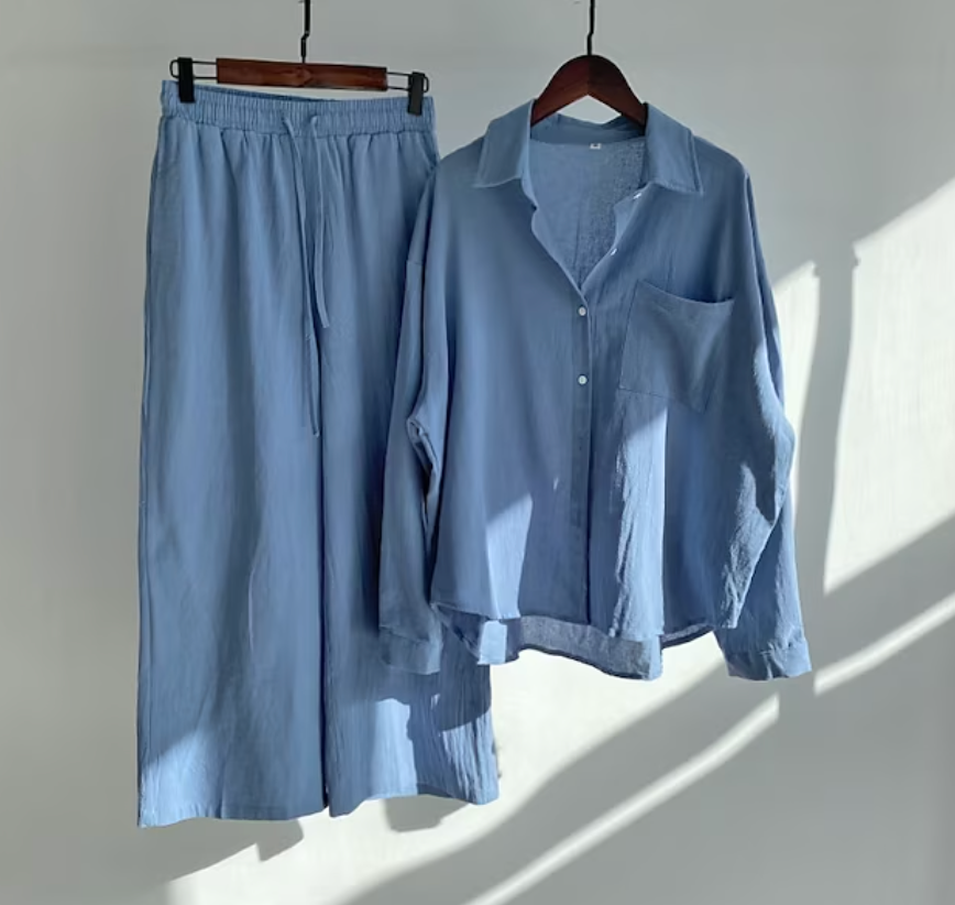 Relaxed Shirt and Wide Trouser Set for Women