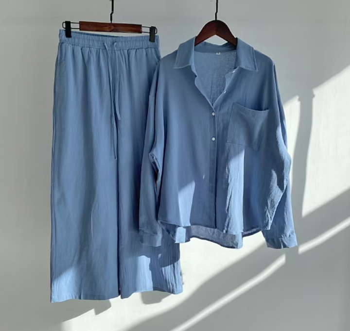 Relaxed Shirt and Wide Trouser Set for Women