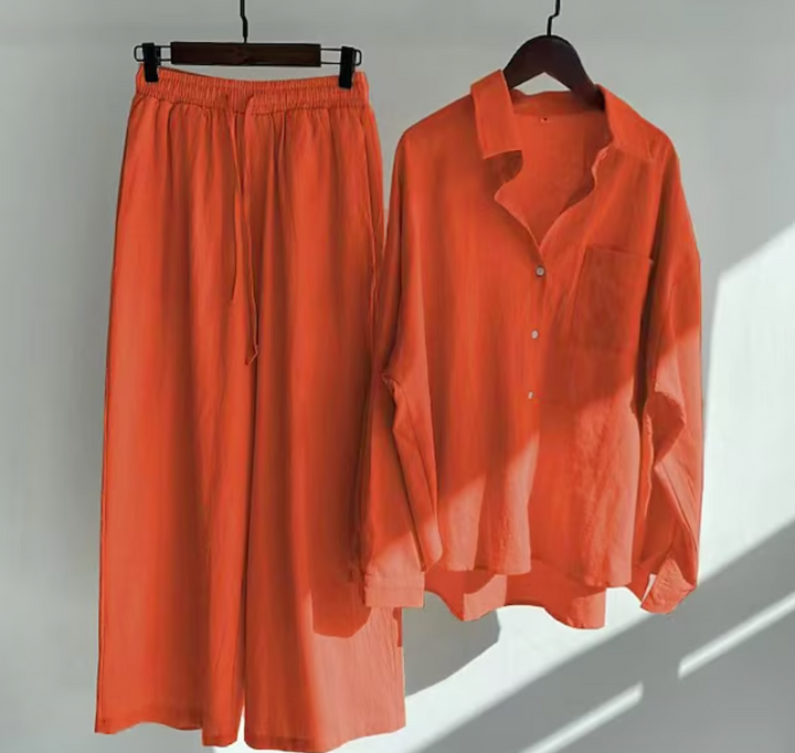 Relaxed Shirt and Wide Trouser Set for Women