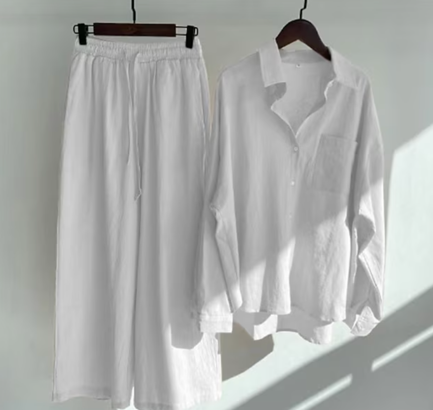 Relaxed Shirt and Wide Trouser Set for Women