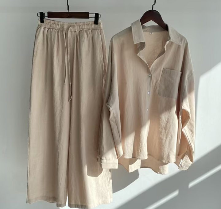 Relaxed Shirt and Wide Trouser Set for Women