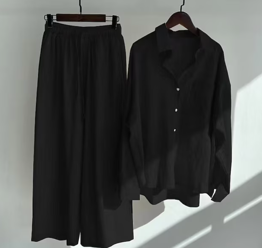 Relaxed Shirt and Wide Trouser Set for Women