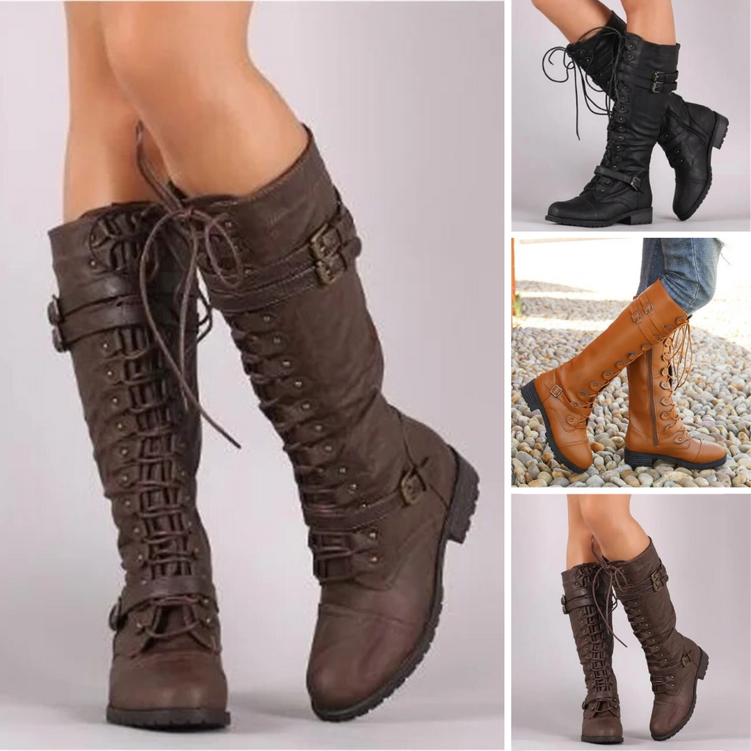 Lace-Up Buckle Ankle Boots for Women