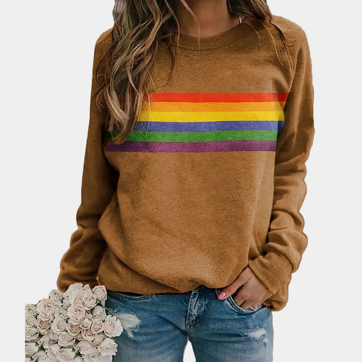 Striped Crewneck Knit Sweatshirt for Women