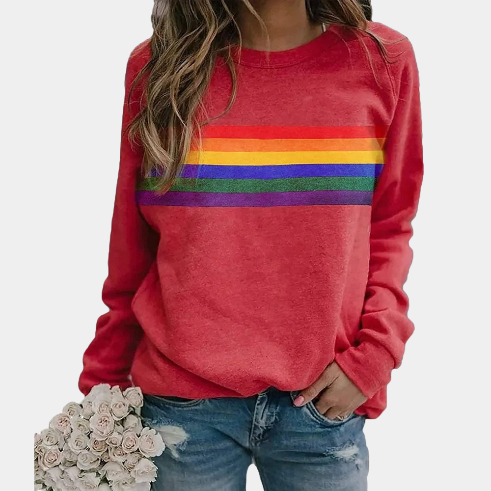 Striped Crewneck Knit Sweatshirt for Women