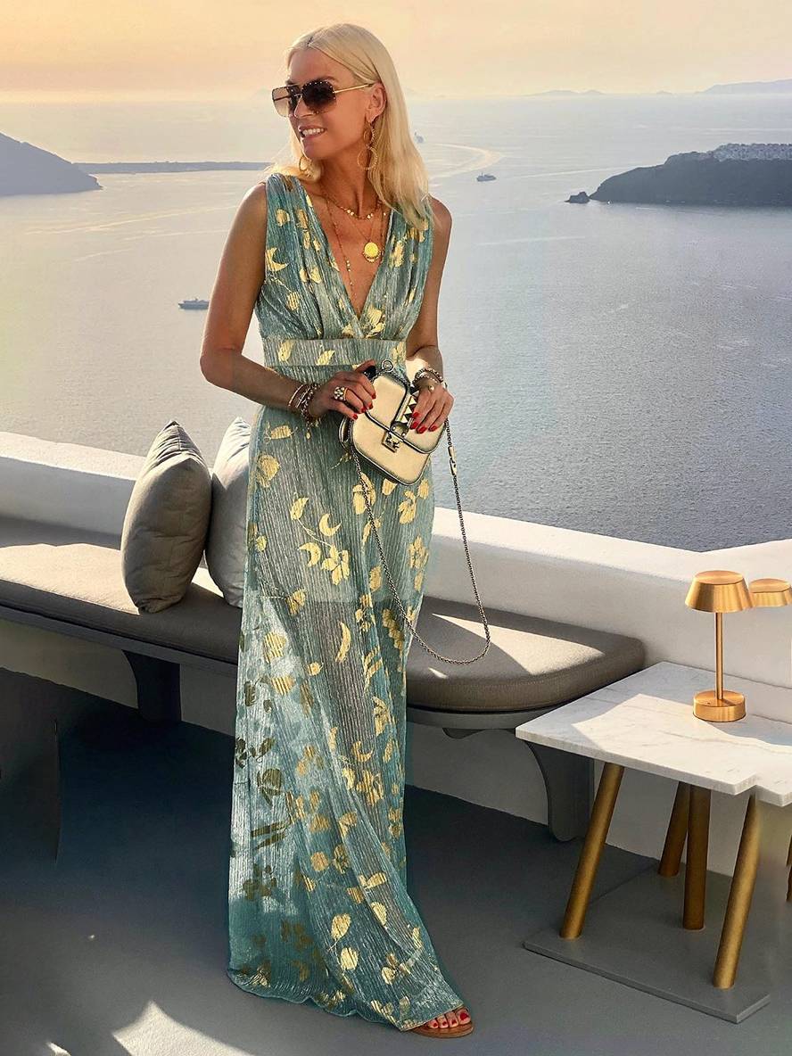 Sequin V-Neck Maxi Dress for Women