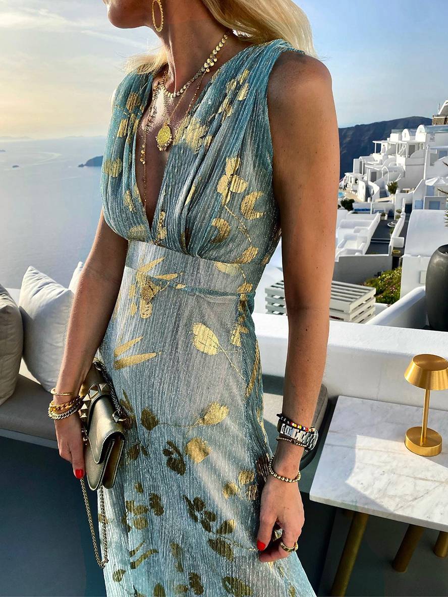 Sequin V-Neck Maxi Dress for Women