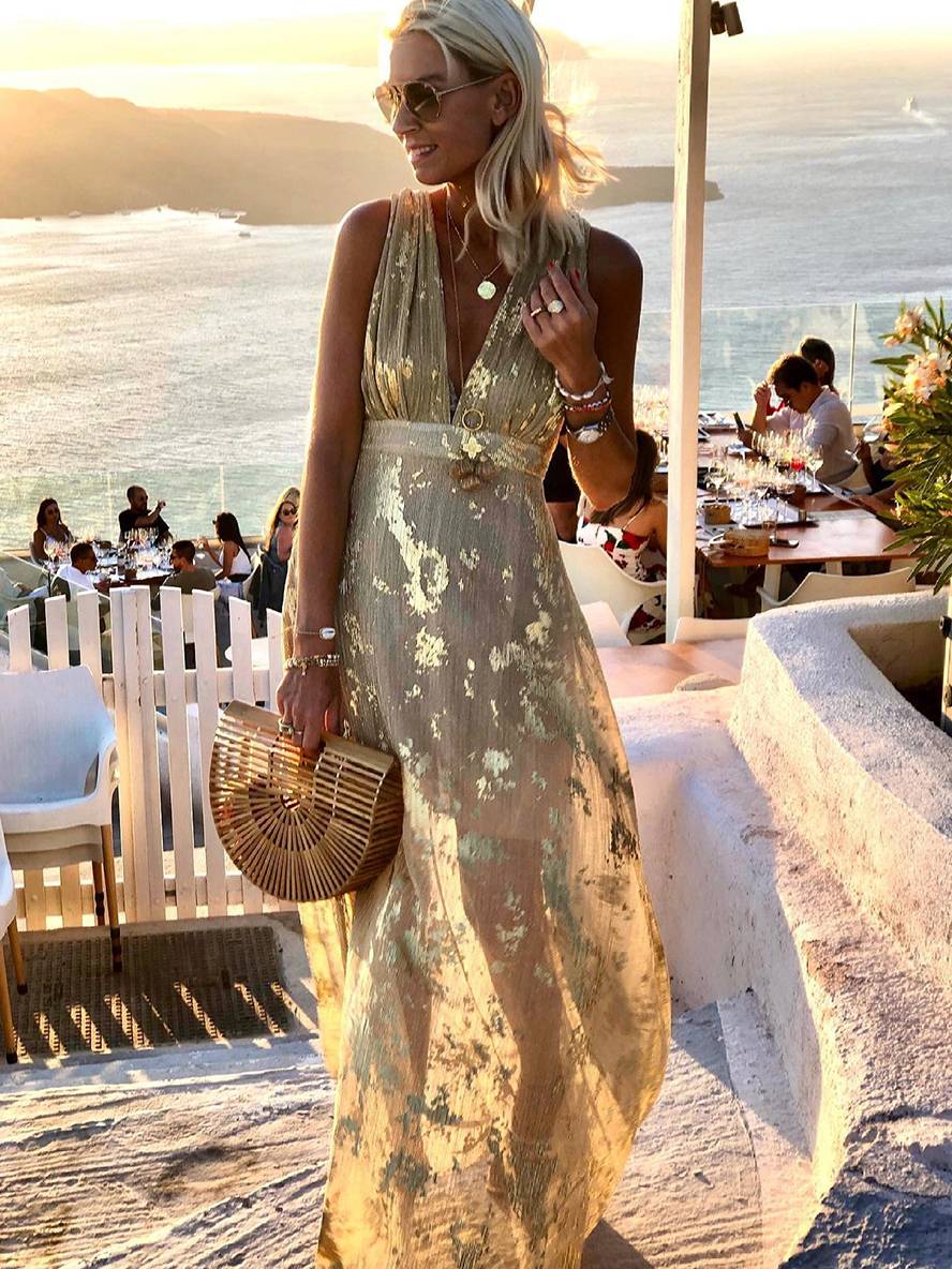 Sequin V-Neck Maxi Dress for Women