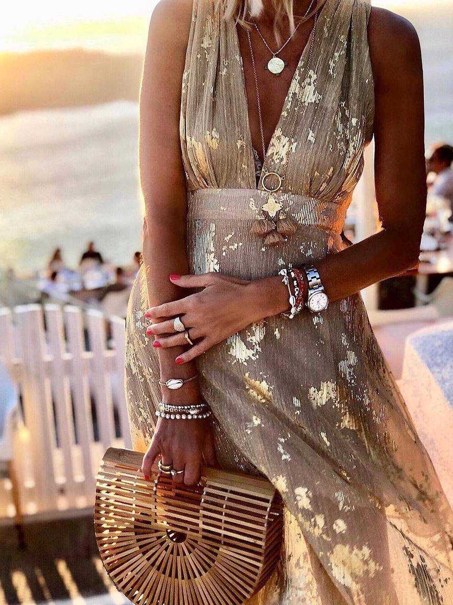 Sequin V-Neck Maxi Dress for Women