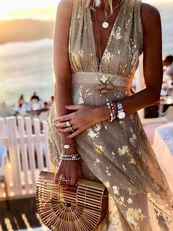 Sequin V-Neck Maxi Dress for Women