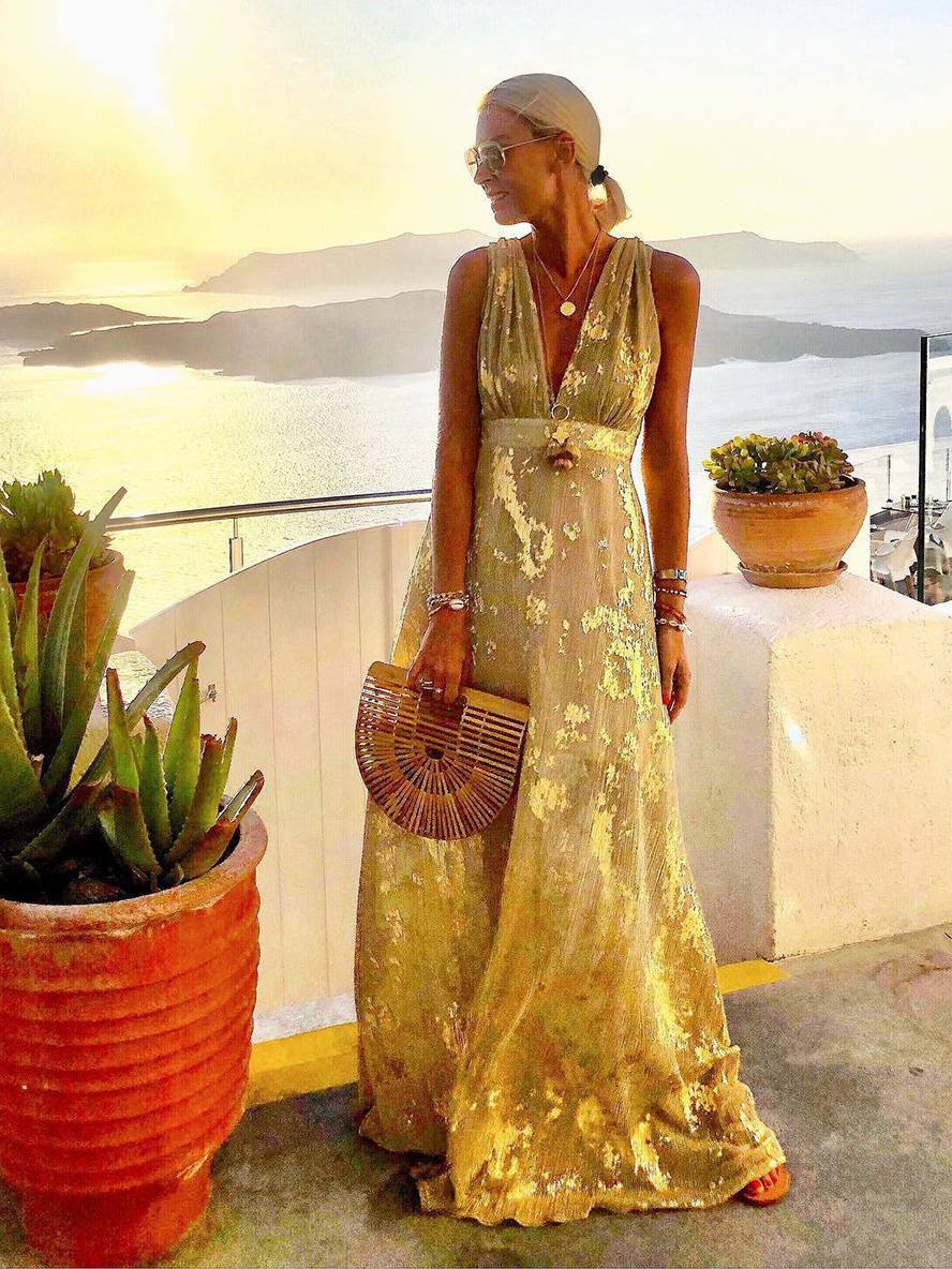Sequin V-Neck Maxi Dress for Women