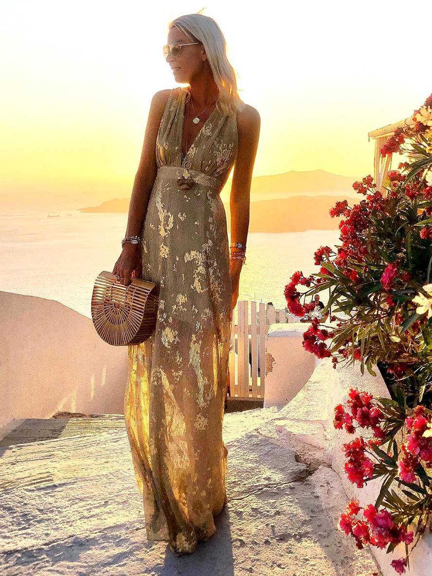 Sequin V-Neck Maxi Dress for Women