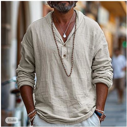 Long Sleeve Henley T-Shirt for Men