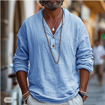 Long Sleeve Henley T-Shirt for Men