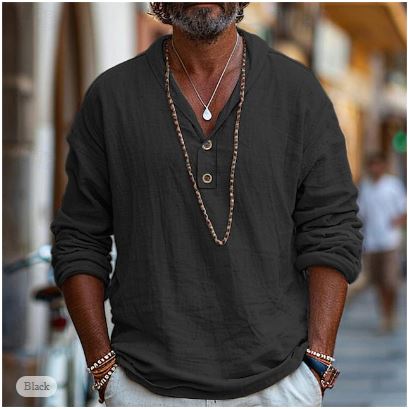 Long Sleeve Henley T-Shirt for Men