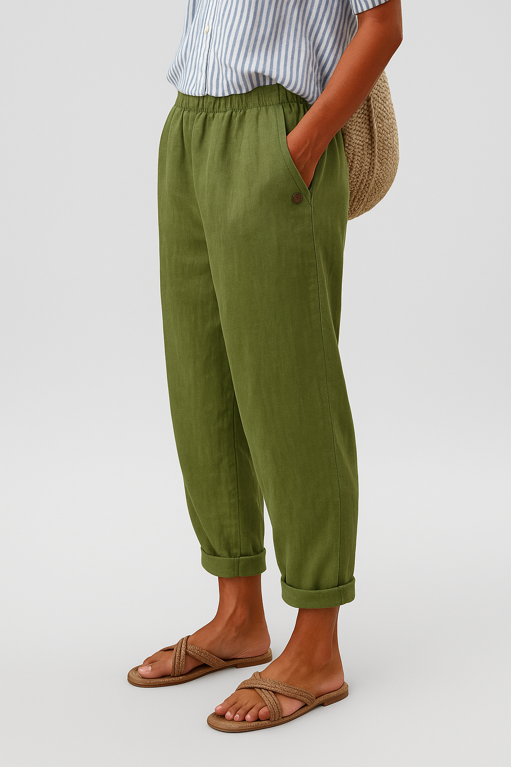 Wide Leg Casual Trousers with Pockets for Women