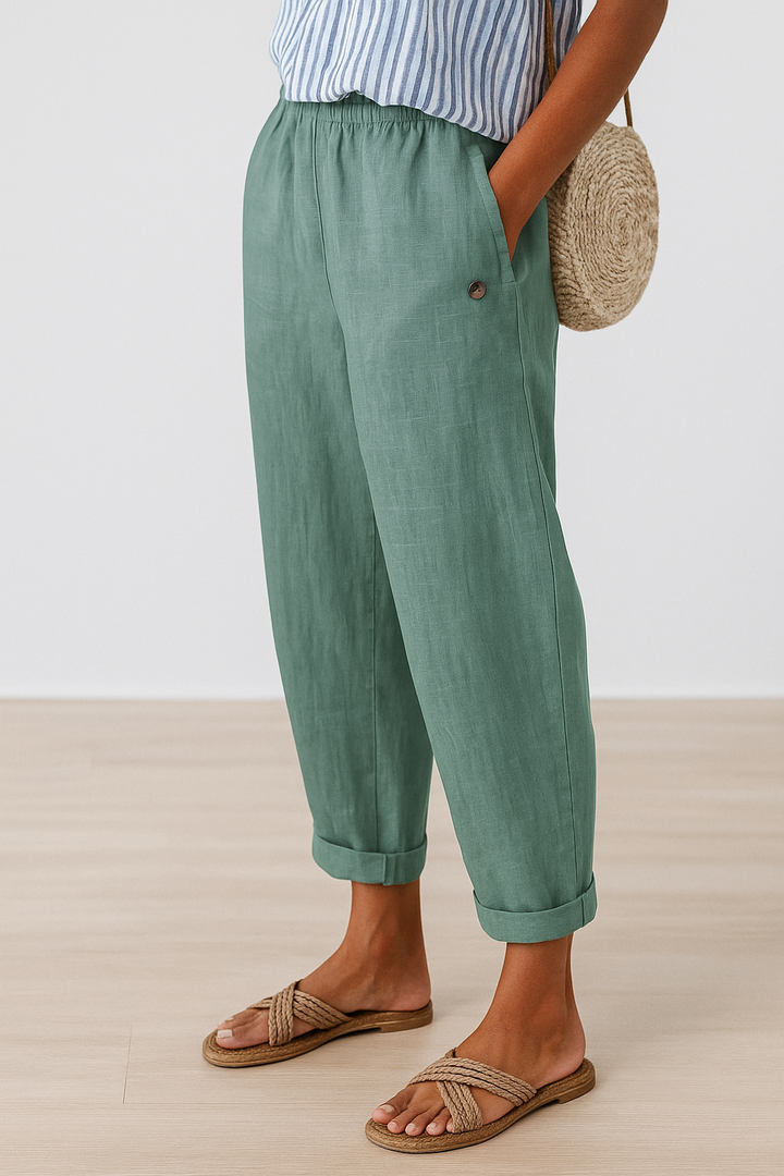 Wide Leg Casual Trousers with Pockets for Women