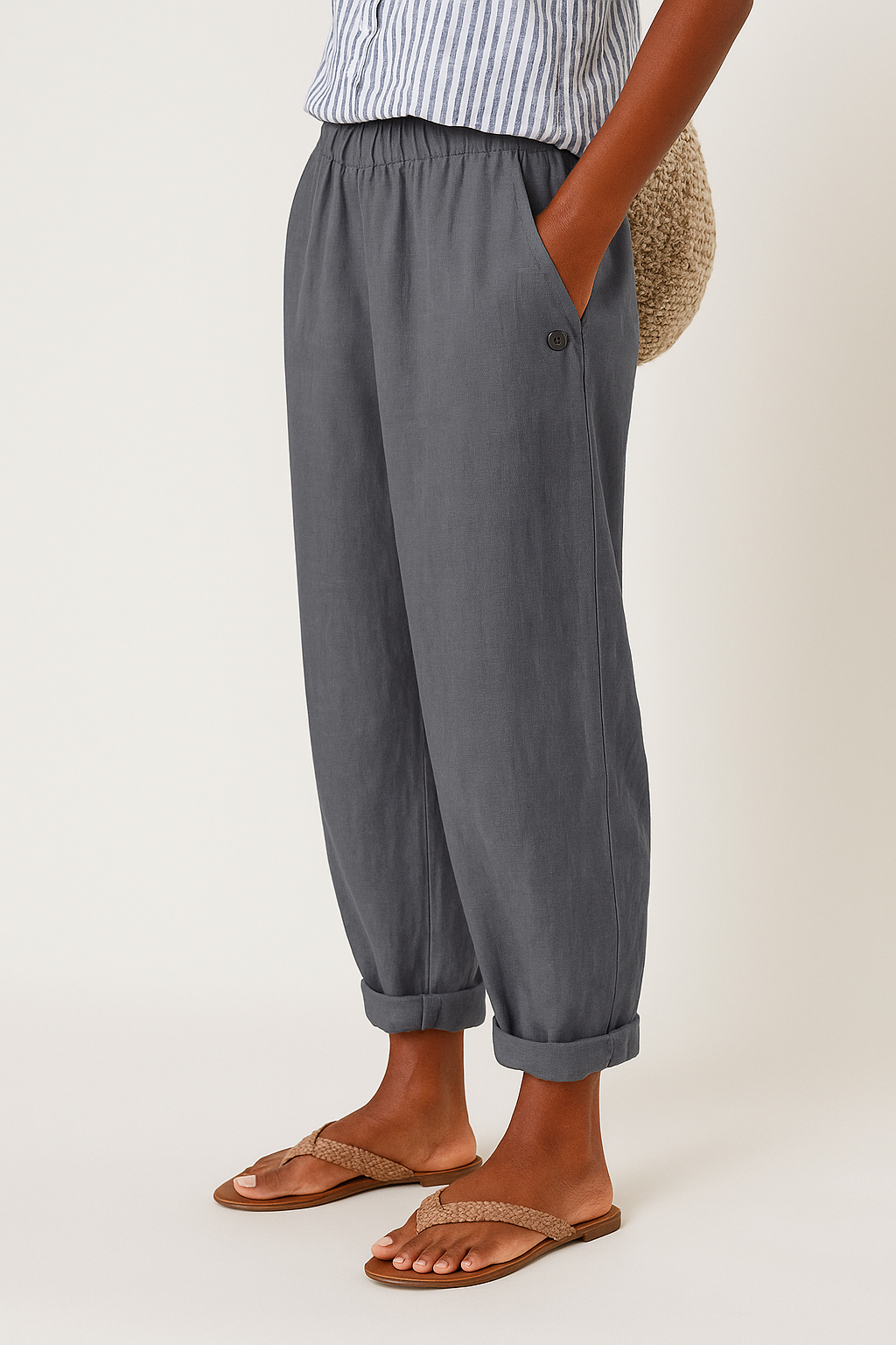 Wide Leg Casual Trousers with Pockets for Women