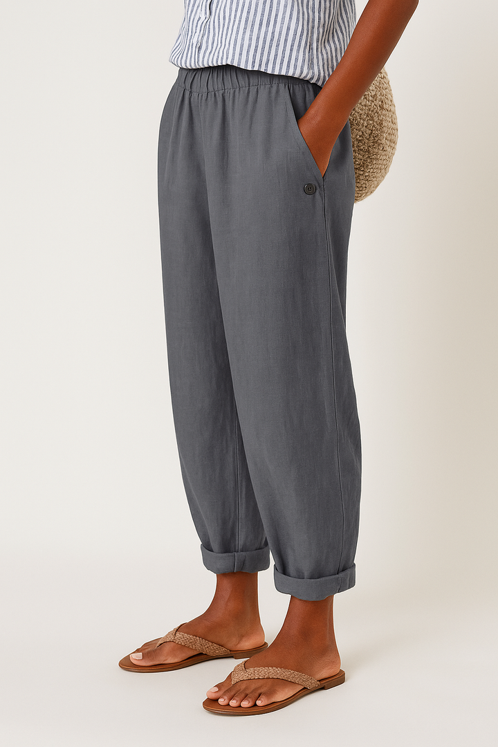 Wide Leg Casual Trousers with Pockets for Women