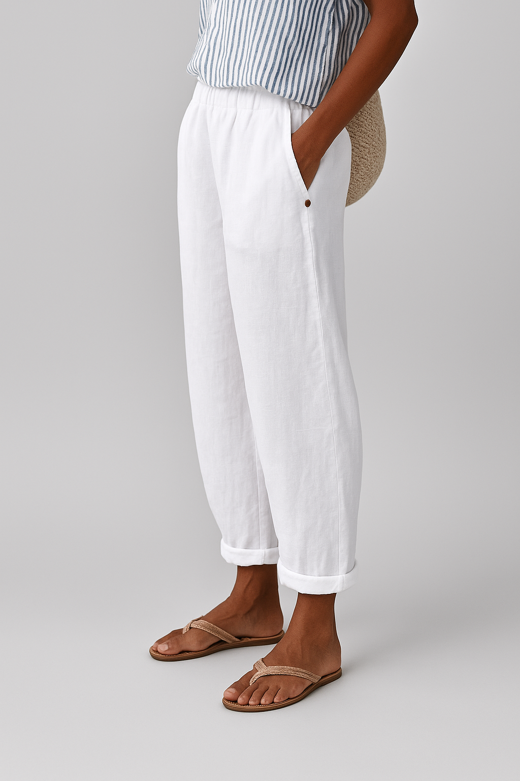 Wide Leg Casual Trousers with Pockets for Women