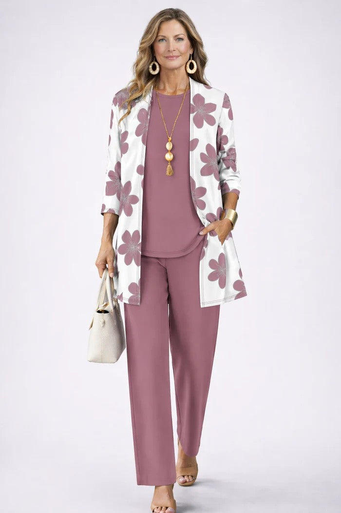 3-Piece Jacket Tunic and Trouser Set for Women