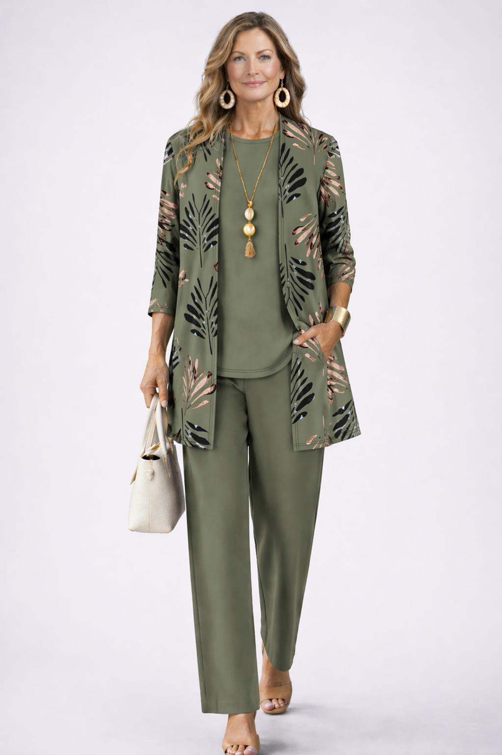 3-Piece Jacket Tunic and Trouser Set for Women