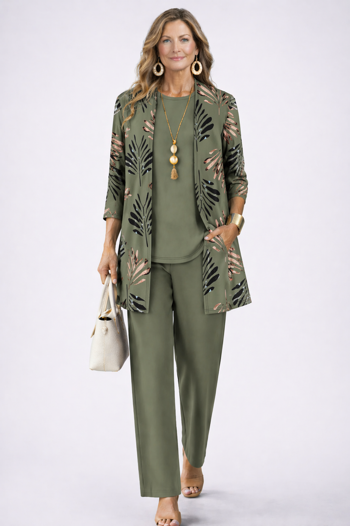 3-Piece Jacket Tunic and Trouser Set for Women