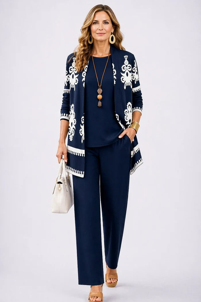 3-Piece Jacket Tunic and Trouser Set for Women