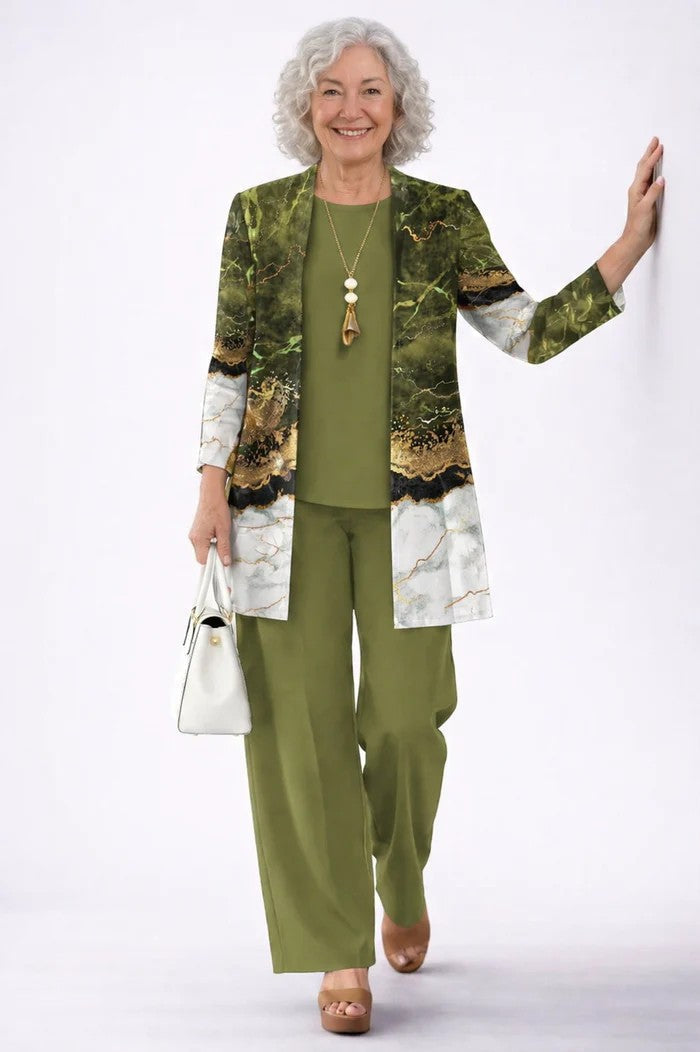 3-Piece Jacket Tunic and Trouser Set for Women