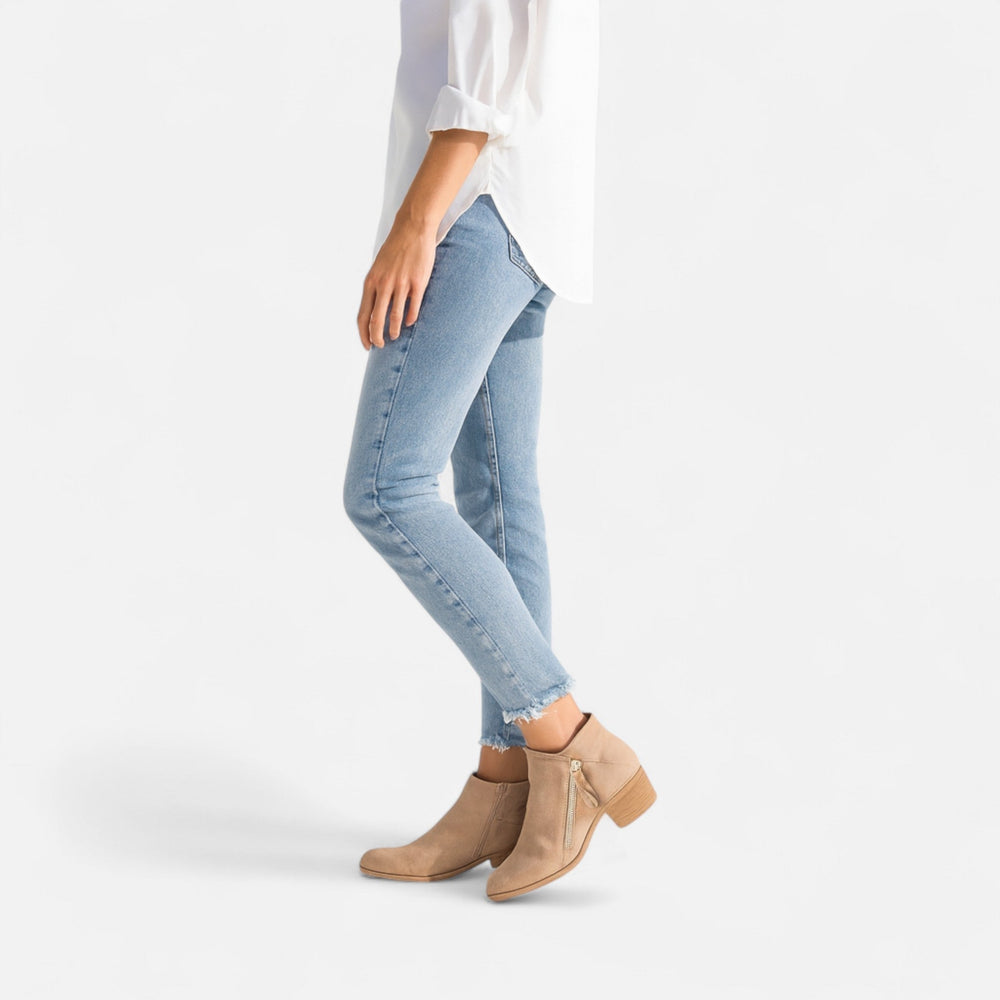 Block Heel Side Zip Ankle Boots for Women