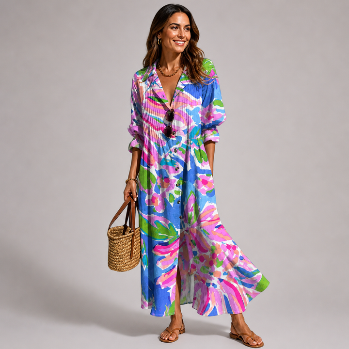 Floral Tummy Control Maxi Dress for Women